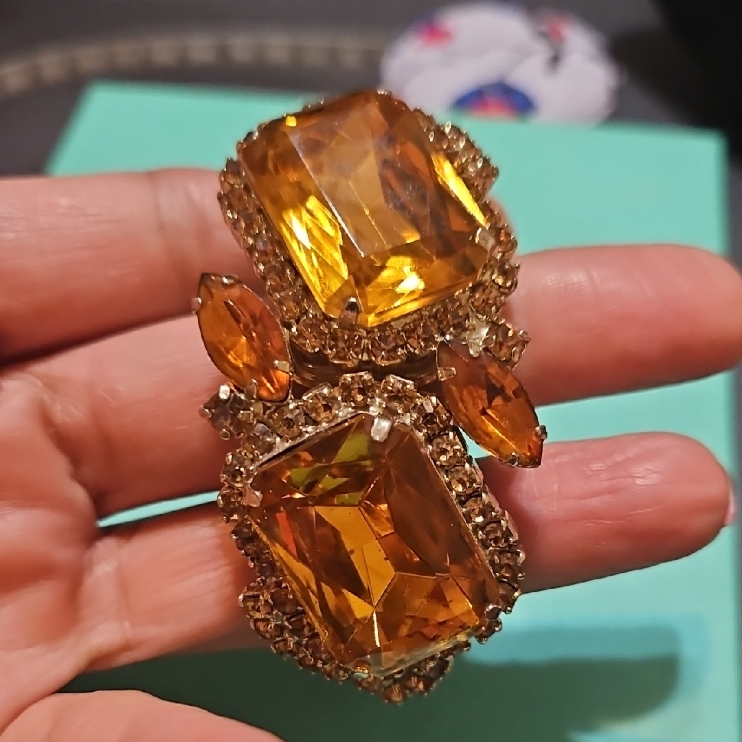 Vintage D&E Juliana Citrain Colored Glass & Rhinestone